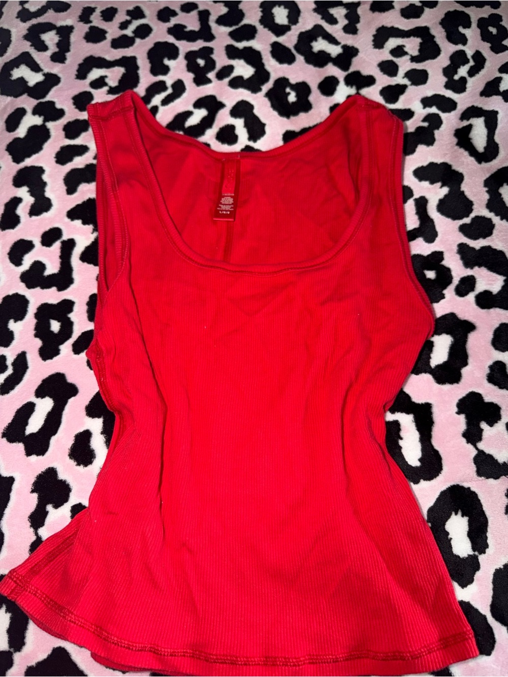 SKIMS Red Ribbed Scoop Tank Top